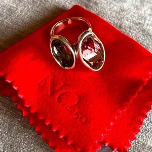 UNODE50 Ring Size 7 light pink & black crystal stone